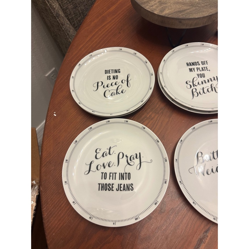 Z‎ Gallerie Weight For Dessert Plate Funny Diet Humor Kitchen Dining - Picture 8 of 9